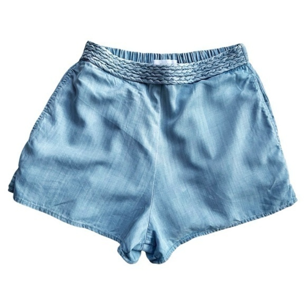 Bella‎ Dahl Braided Waist Chambray Shorts Light Indigo Wash Size Medium